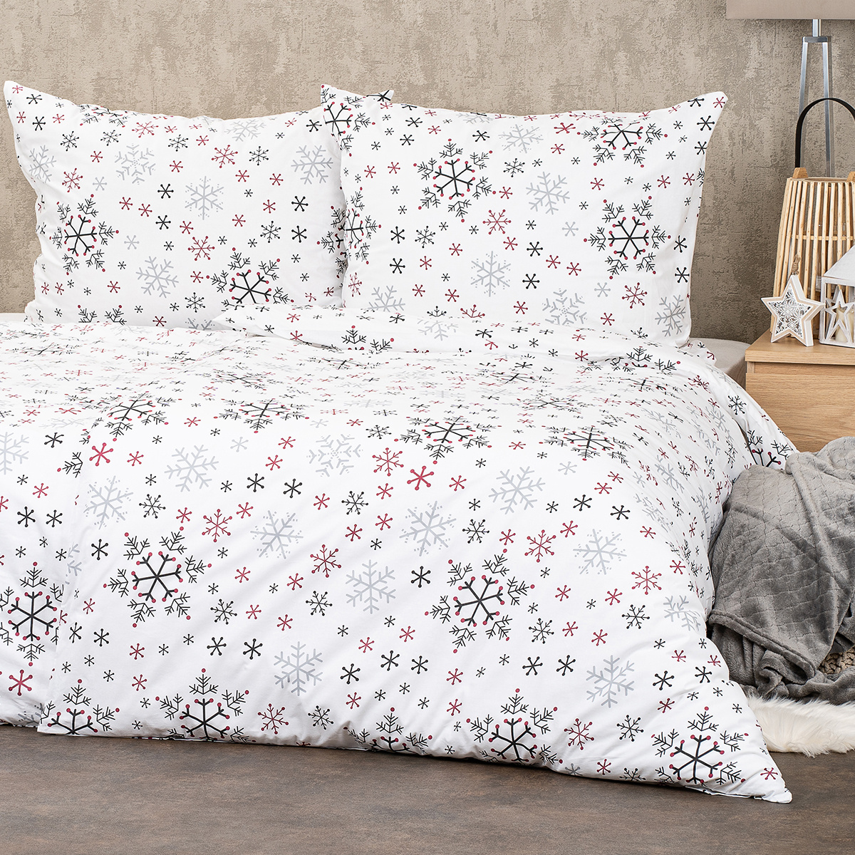 Lenjerie de pat 4Home Snowflakes, din bumbac, 140 x 220 cm, 70 x 90 cm