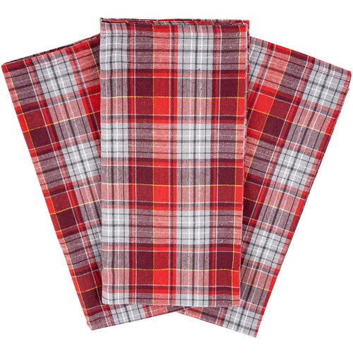 Home Elements Kuhinjska krpa Káro rdeče-siva, 50 x70 cm, set 3 kos