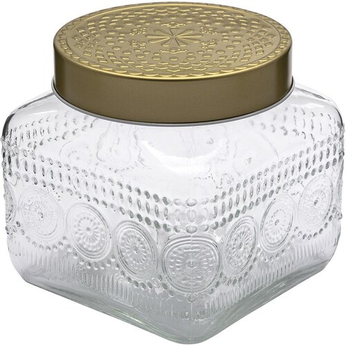 Altom Vorratsdosen-Set aus Glas mit goldenem Deckel Daisy 1,3 l, 4 Stück