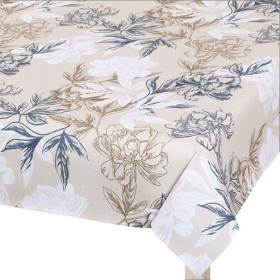 Bellatex Tischtuch DITA Blume grau-beige, 140 x 180 cm