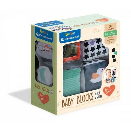 Clemmy baby Otroške tekstilne kocke, črno-bele