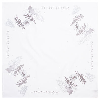 Vánoční ubrus Stromky stříbrná, 80 x 80 cm