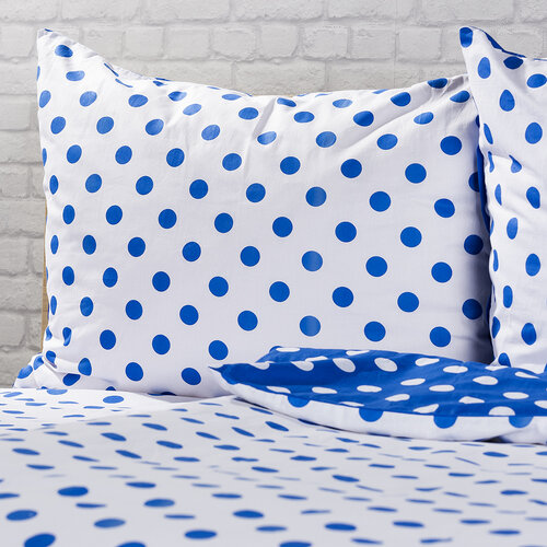 4Home Pościel bawełniana Niebieska kropka, 220 x 200 cm, 2x 70 x 90 cm