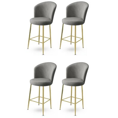 Barstuhl-Set Fora Grey and Gold, 4 Stück