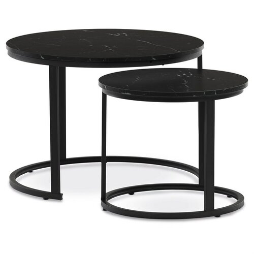Beistelltisch-Set, schwarzer Marmor, 2 Stück