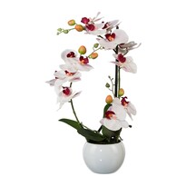 Штучна Орхідея в керамічному горщику білий, 42 см