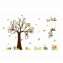 Samolepicí dekorace Pohádkový strom sovičky, opice