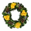 Halászcsésze koszorú sárga krizantémokkaldíszítve, 35 cm