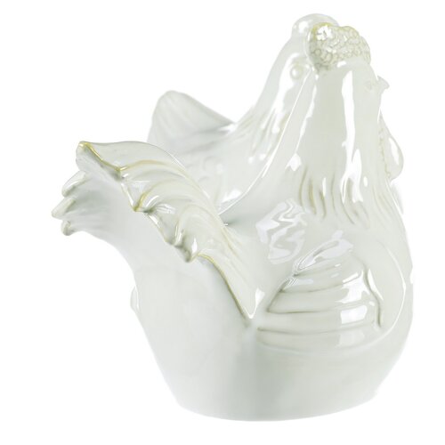 Dekoracja ceramiczna Kurka i kogut, biała, 11 x 13x 14 cm, zestaw 2 szt.