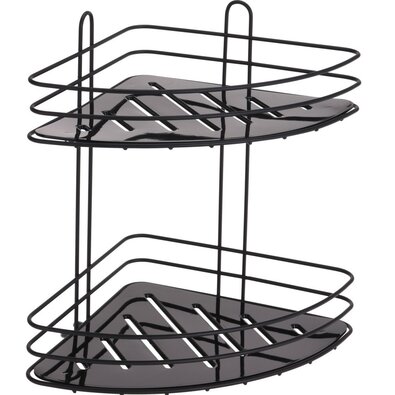 Kotiček za kopalnico, 2 police, črn, 20 x 20 x 23cm