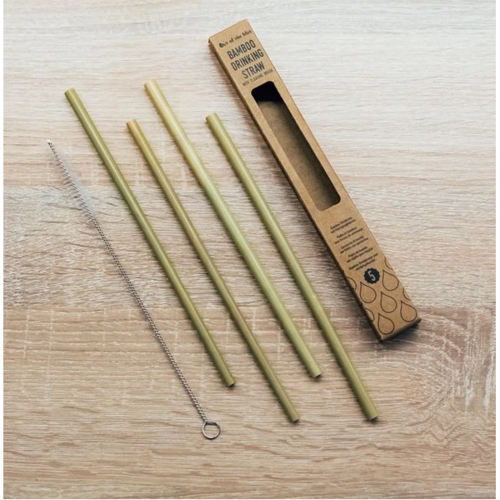 Zestaw słomek bambusowych ze szczotką, 5 szt.