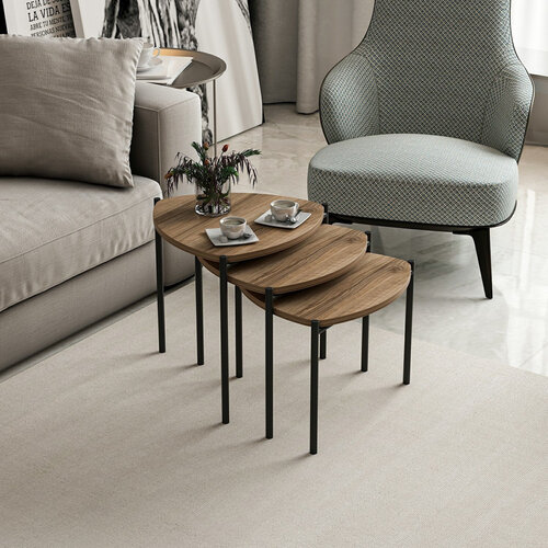 Beistelltisch Lenny Walnut, 3 Stück