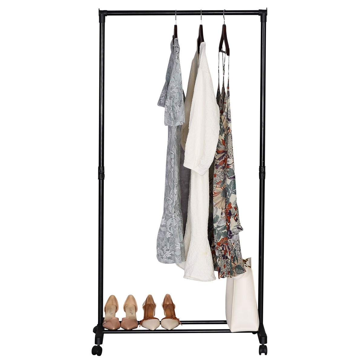 Stojan na oblečenie GD-157 BK chróm/čierna, 74 x 157 cm