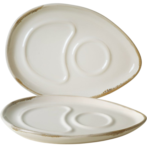 Súprava 2 keramických šálok s podšálkami Rustic Cream 215 ml