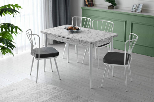Set de scaune de sufragerie Yildiz White, 2 bucăți