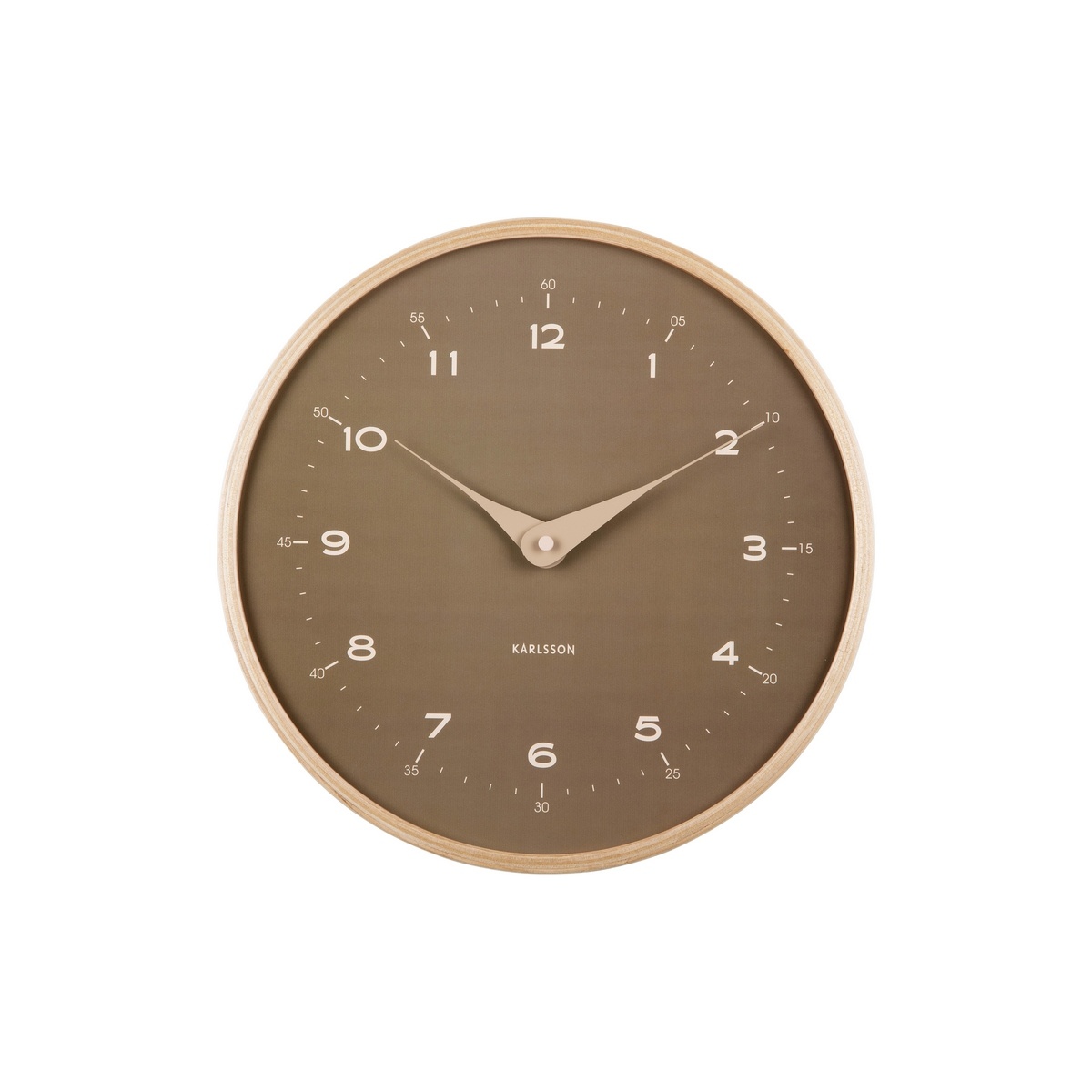 Karlsson 5995MG designové nástěnné hodiny hnědá, pr. 30 cm