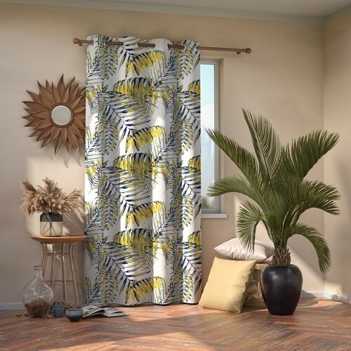 Restilo Draperie Blackout Palm Leaves galbenă, 140 x 245 cm