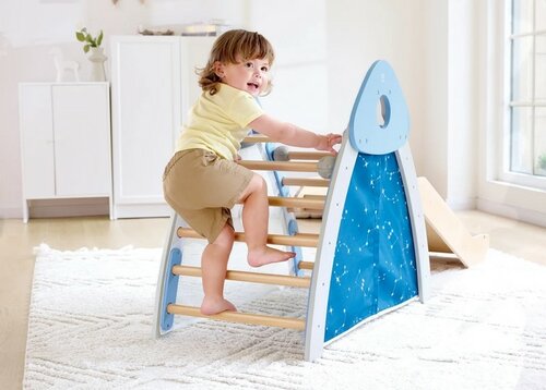 Hape Dětská dřevěná prolézačka s žebříkem a klouzačkou 4v1