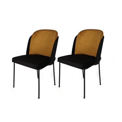 Set de scaune de sufragerie Dore Mustard andBlack, 2 buc.