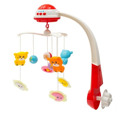 Baby Mix Carusel deasupra pătuțului cu proiectorde lumină, roșu