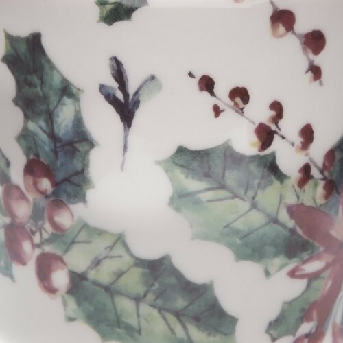 Zestaw 6 kubków porcelanowych Christmas Holly 520 ml