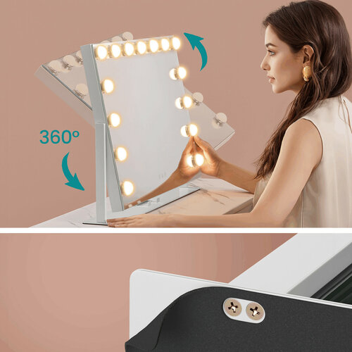 Kosmetické zrcadlo GLOW Bulb se stmívatelným LED osvětlením a USB