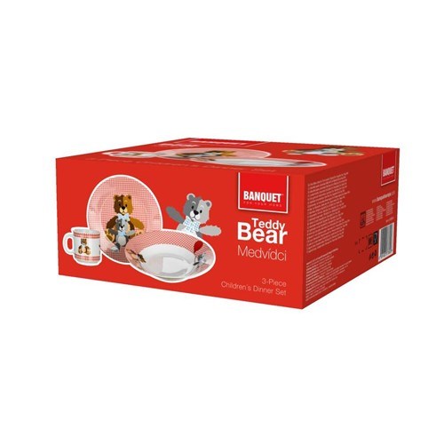 Banquet 3-delni otroški set Medvedki, rdeča