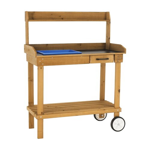 Záhradný pracovný stôl Bardy, hnedý, 94 x 49 x 120cm