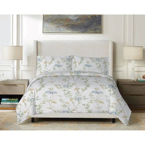 Matex Satin-Bettwäsche Wiese mit blauen Blumen, 140 x 200 cm, 70 x 90 cm
