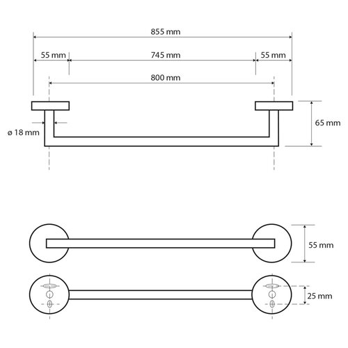 Suport pentru prosoape Sapho XR426 X-Round 80 x6,5 cm , crom