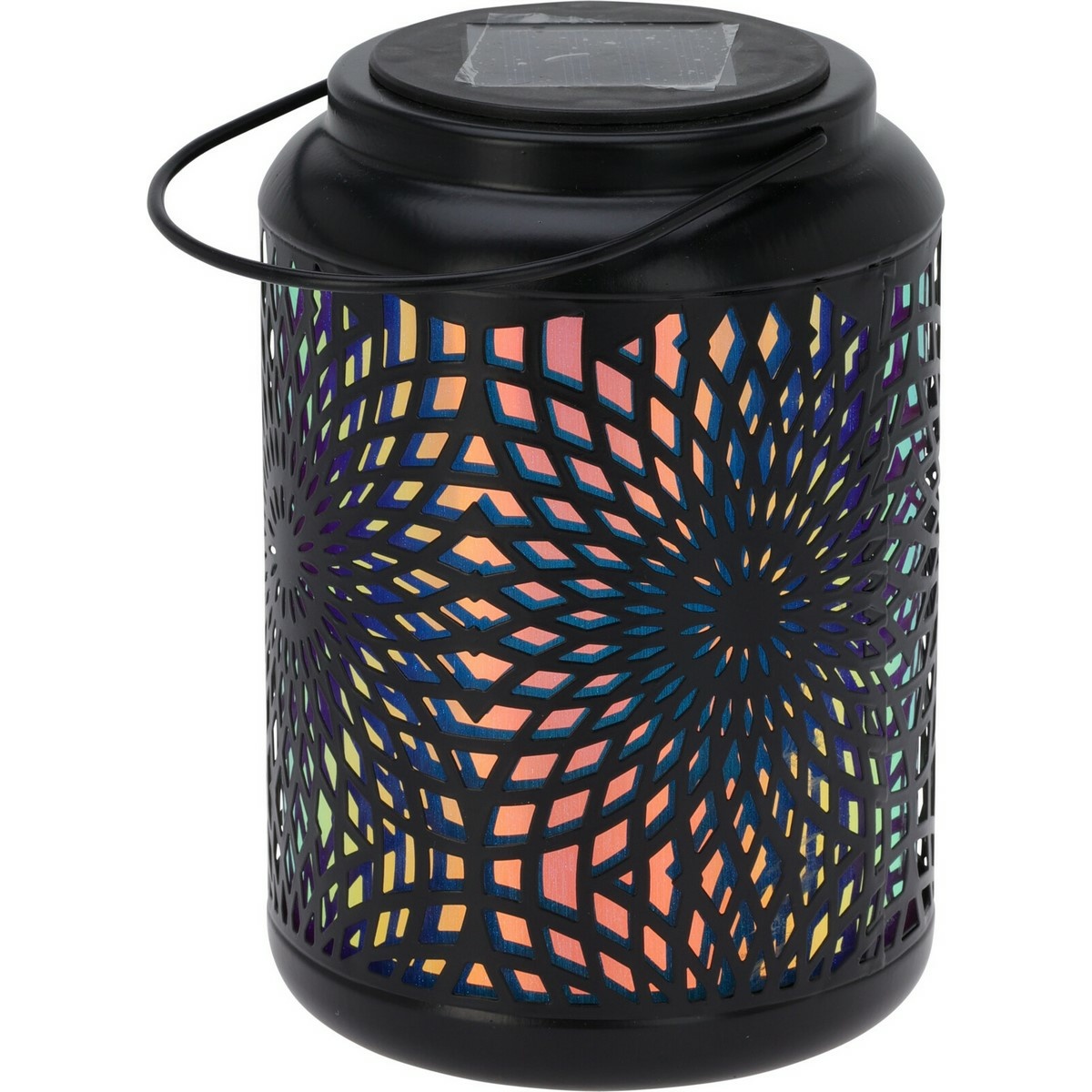 Lampa solarna LED Mandala czarna, 18 cm, ciepłabiel