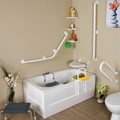 Spirella Verstellbarer Badewannensitz, grau, 50–65 cm