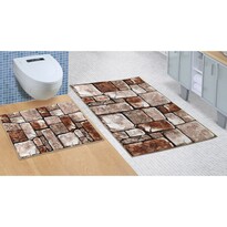 Bellatex Набір килимків для ванної кімнати без вирізів Кам'яна плитка 3D, 60 x 100 см, 60 x 50 см