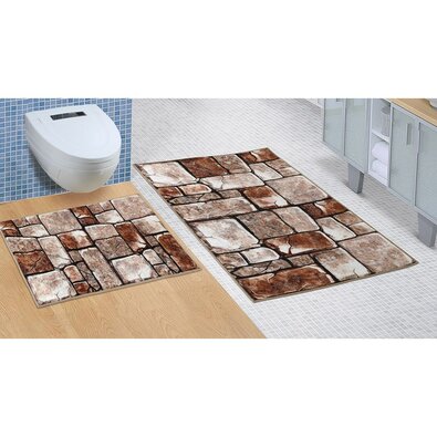 Bellatex Komplet kopalni predpražnikov brez izrezaKamena tlakovina 3D, 60 x 100 cm, 60 x 50 cm