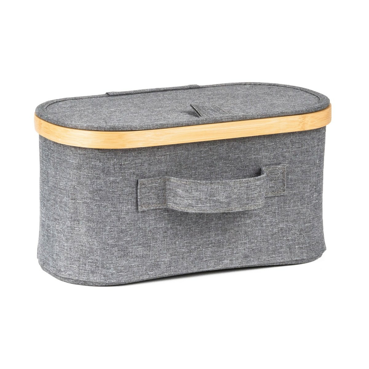 Úložný box G21 30 x 15 x 15 cm, bambusový s vekom, sivý