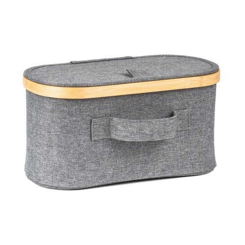 Úložný box G21 30 x 15 x 15 cm, bambusový s vekom, sivý