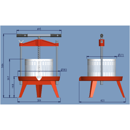Aldotrade Rahmen-Obstpresse 9 l, Edelstahl