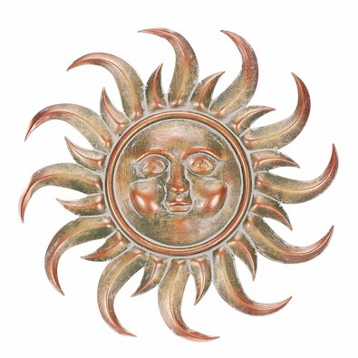 Vrtna kovinska dekoracija Sonce, medena, premer 49cm, 49 x 1 x 49 cm