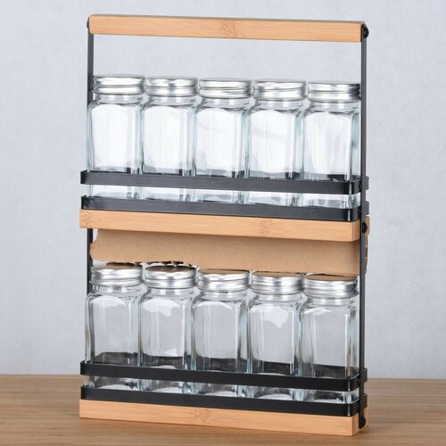 Suport pentru condimente Kesper 58036 cu 10recipiente goale, 23 x 32 x 5,5 cm