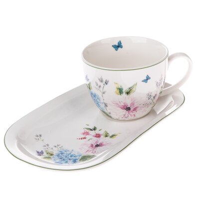 Porzellanbecher mit Tablett Flower Garden, 445 ml