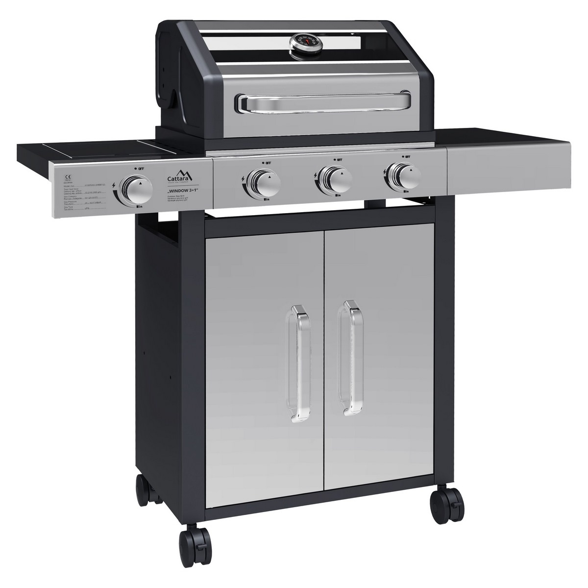 TEST Cattara Gazowy grill przenośny Okno, 117,5 x 49 x 116 cm