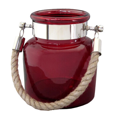 Szklany świecznik czerwony