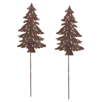 Decorație metalică Arborele de grădină, cupru, 2bucăți, 15 x 1 x 50 cm