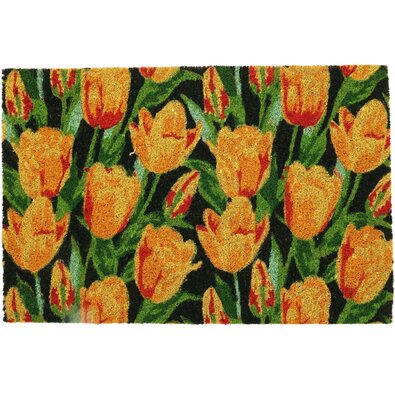 Kokosová rohožka Orange tulips, 39 x 59 cm