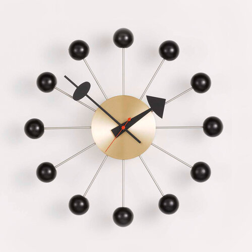 Nástenné hodiny Ball clock 33 cm, čierna mosadz