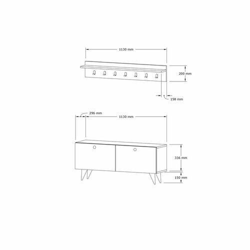 Cuier de perete cu raft pentru pantofi Rupa Walnut