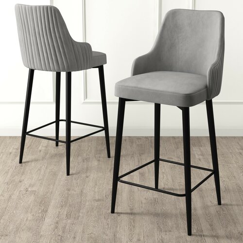 Barstuhl-Set Enox Grey and Black, 4 Stück