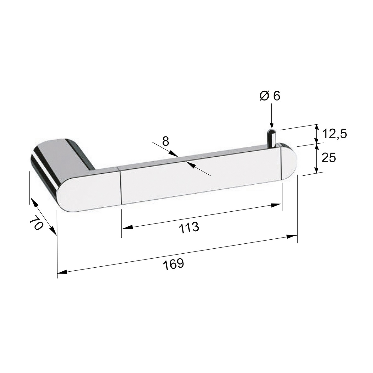 SAPHO RF017 Flori WC-papír tartó fedél nélkül,ezüst  termék 2. képe
