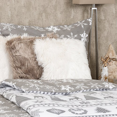 Lenjerie pat bumbac flanel 4Home Christmas Time , gri,  140 x 220 cm, 70 x 90 cm