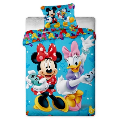 Dětské bavlněné povlečení Mickey a Minnie games, 140 x 200 cm, 70 x 90 cm